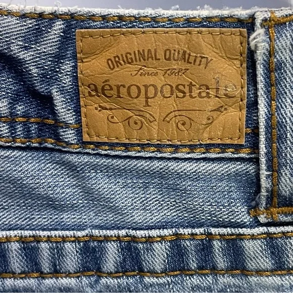 #0124 Aeropostale Long Bayla Skinny Floral Inset Flare Bellbottom Jeans -1/2 - Picture 8 of 15